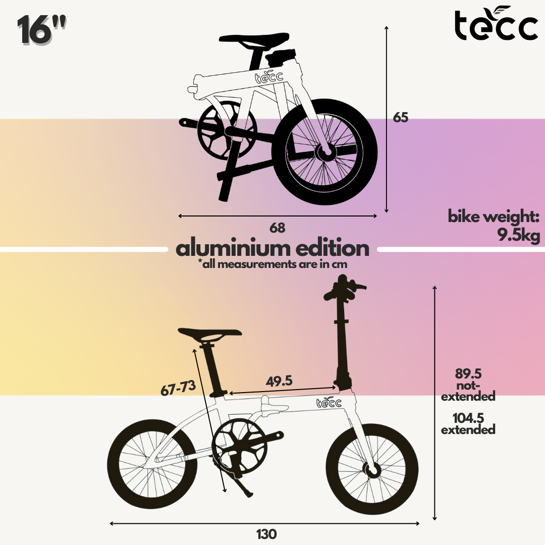 Folding bike size sale